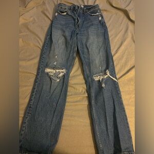 Abercrombie & Fitch Distressed Straight-Leg Jeans in Blue